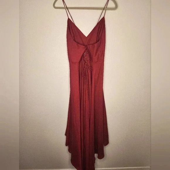 Nasty Gal Rule the Dance Floor Lace-up Dress size 8 NWT Wine Red - Picture 9 of 13